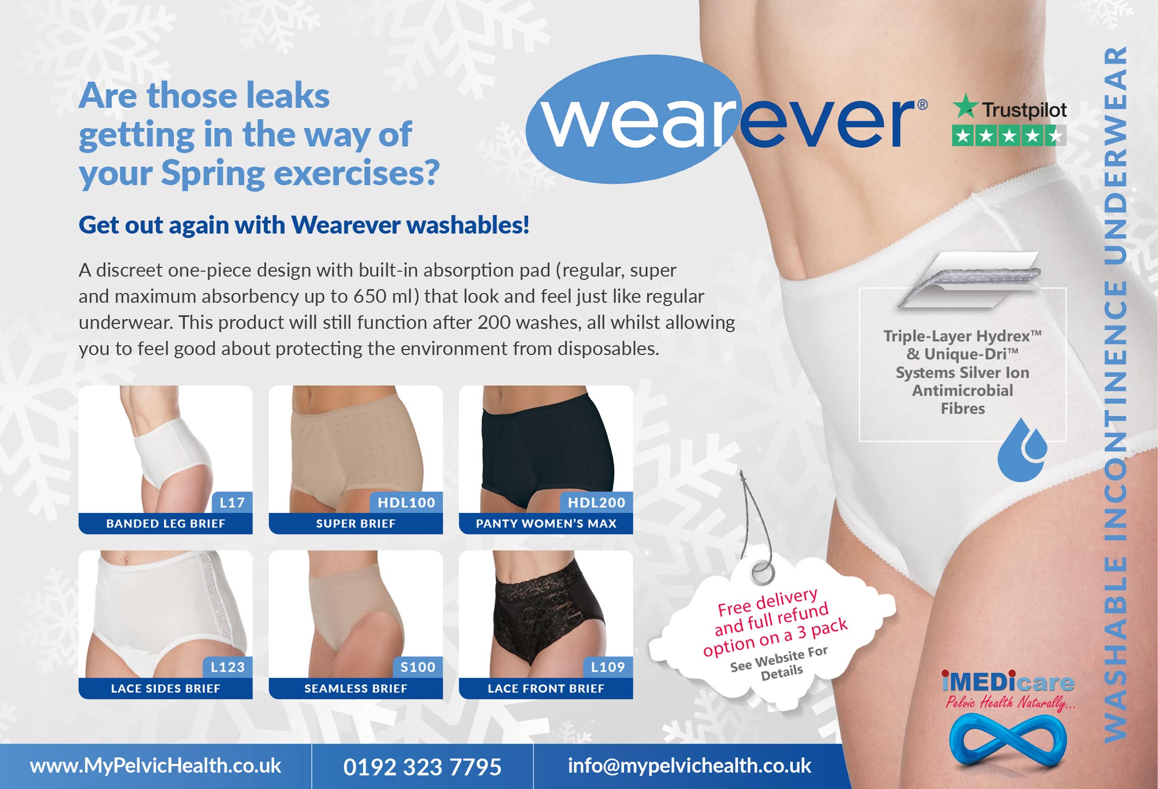 Wearever Women's Incontinence Underwear Reusable Bladder Control Panties  for Feminine Care, 6-Pack 